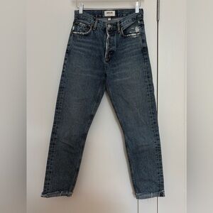 Agolde Mid Rise Straight Leg Ankle Crop denim Indigo